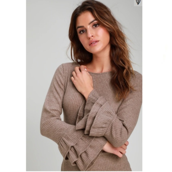 Lulus Layered Flounce Sleeve Sweater Bodycon Dress - Picture 3 of 10